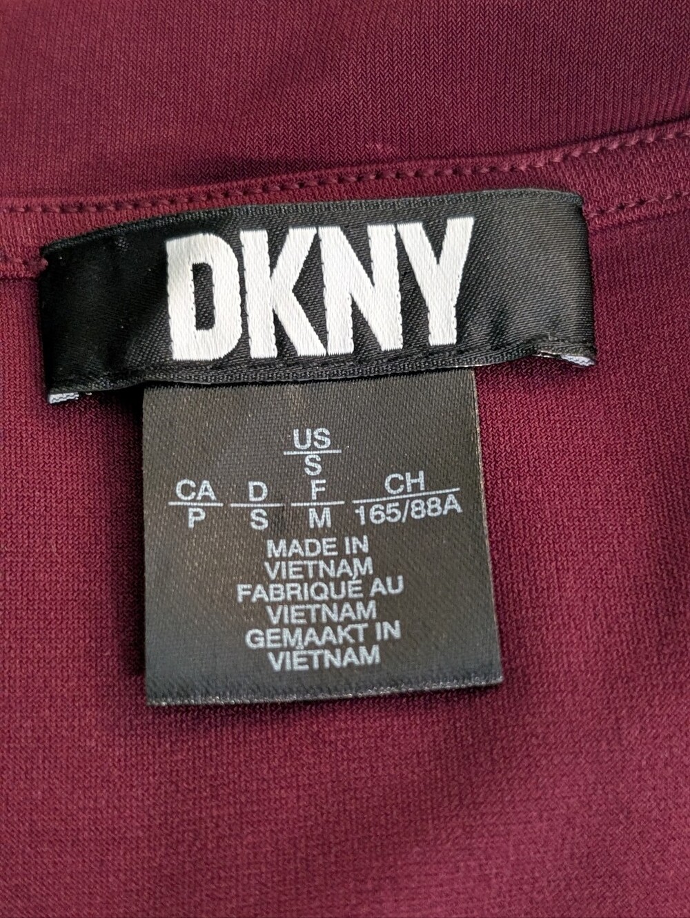 DKNY Burgundy Soft Draping Wrap Front Long Sleeve Blouse Top Size S - Picture 4 of 6